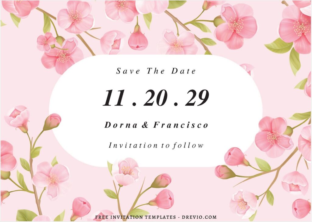 (Free Editable PDF) Springtime Romance Wedding Invitation Templates B