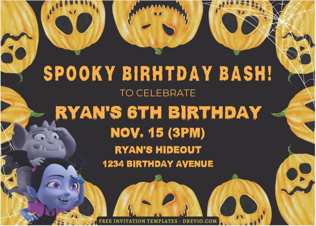 (Free Editable PDF) Spooky Vampirina Birthday Invitation Templates D