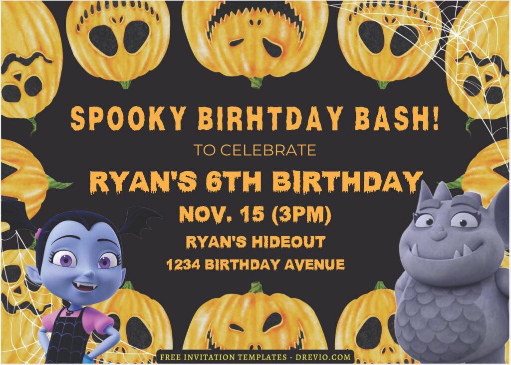 (Free Editable PDF) Spooky Vampirina Birthday Invitation Templates E