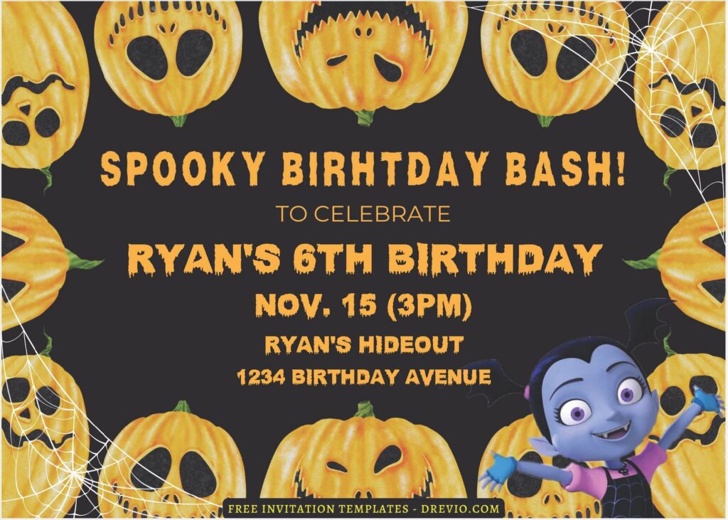 (Free Editable PDF) Spooky Vampirina Birthday Invitation Templates F