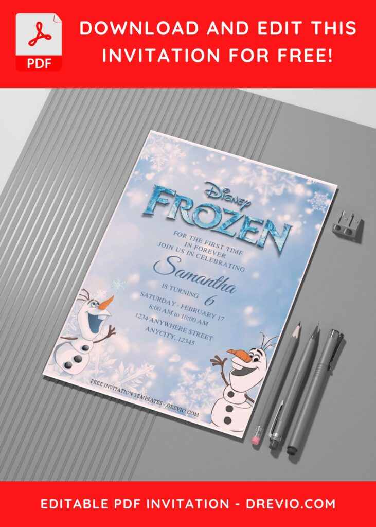 (Free Editable PDF) Magical Winter Wonderland Frozen Birthday Invitation Templates G