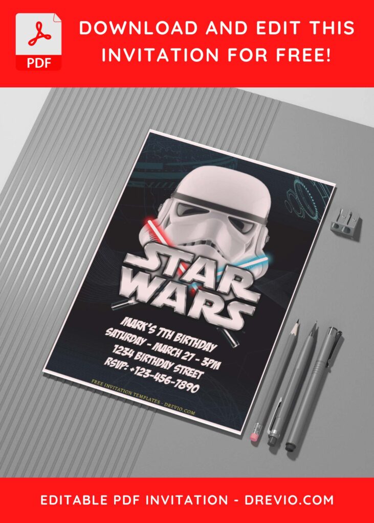 (Free Editable PDF) Star Wars Legacy Birthday Invitation Templates G