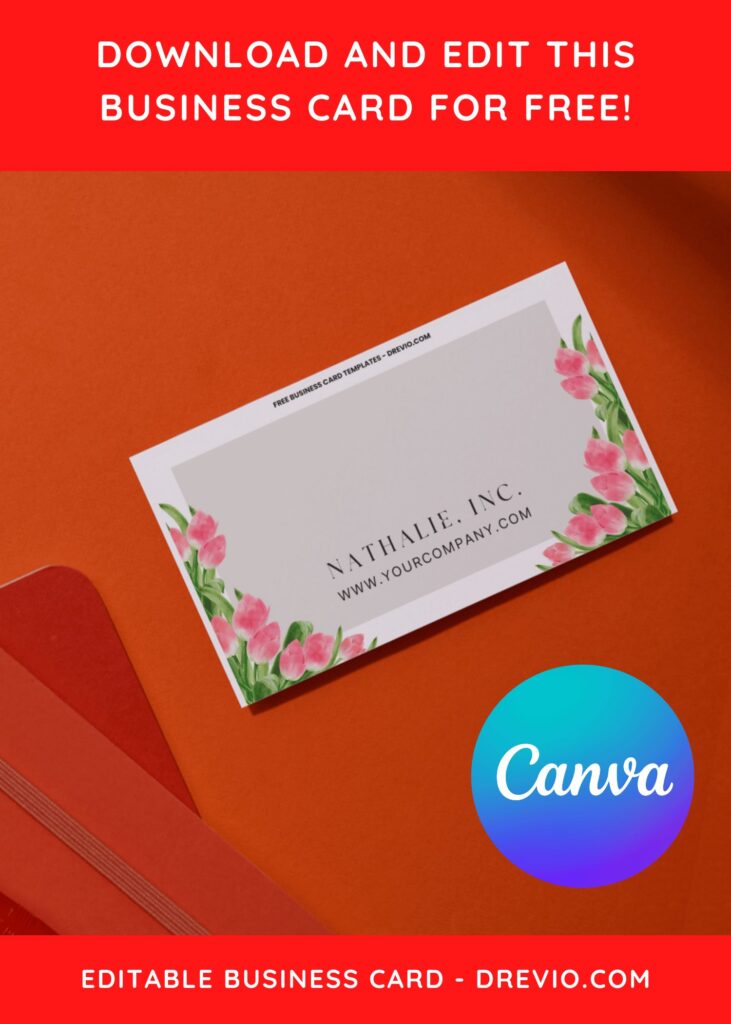 10+ Stylish Tulip Floral Canva Business Card Templates K