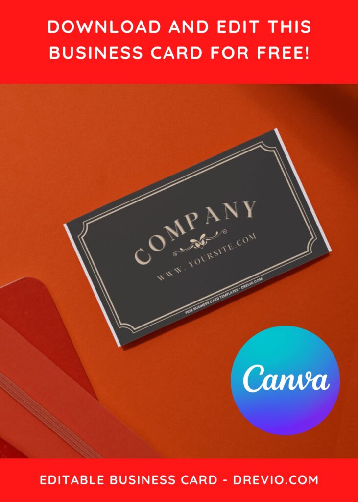10+ Classic Vintage Retro Style Typography Canva Business Card Templates H