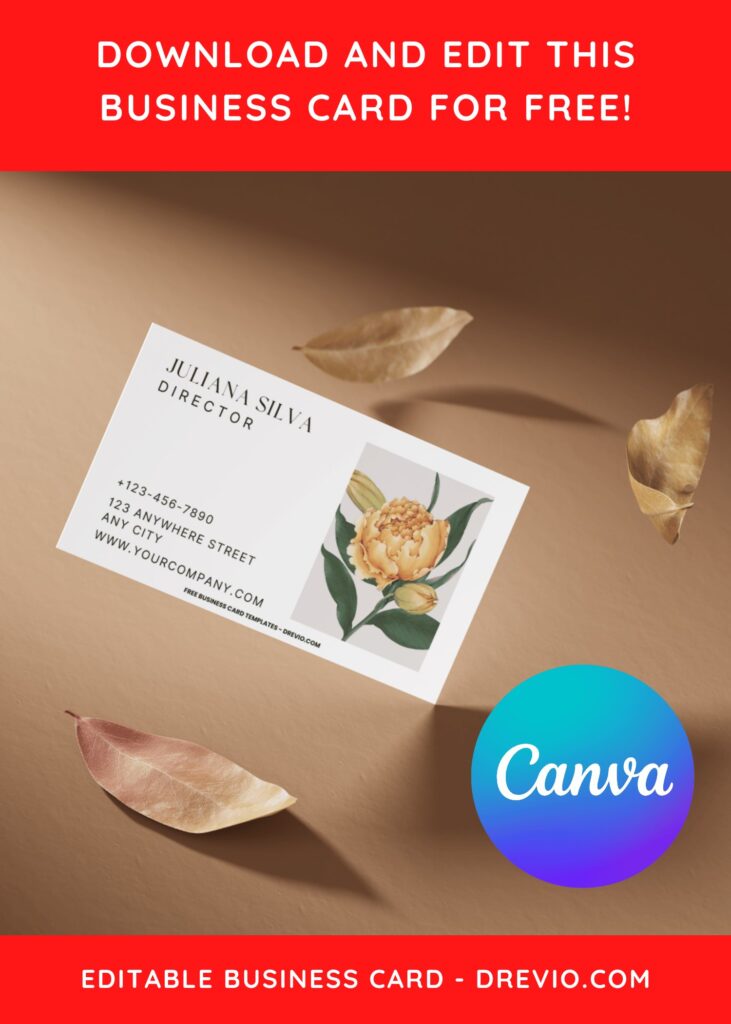 10+ Stylish Tulip Floral Canva Business Card Templates J