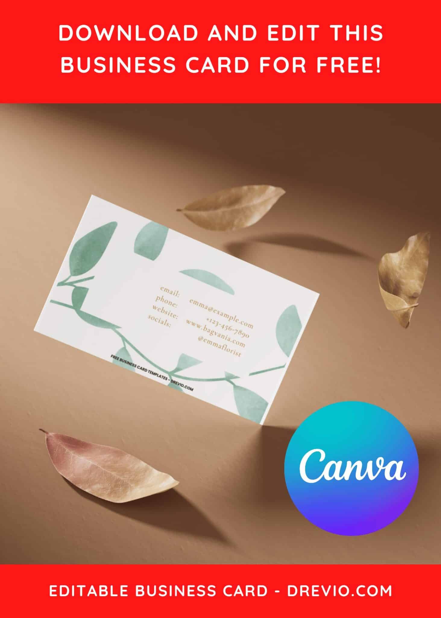 10+ Aesthetic Floral Greenery Canva Business Card Templates | Download ...