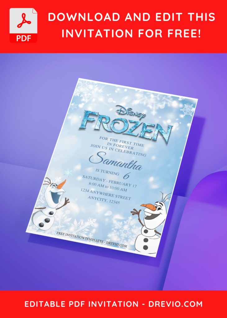 (Free Editable PDF) Magical Winter Wonderland Frozen Birthday Invitation Templates H