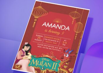 (Free Editable PDF) Festive Disney Mulan Birthday Invitation Templates G