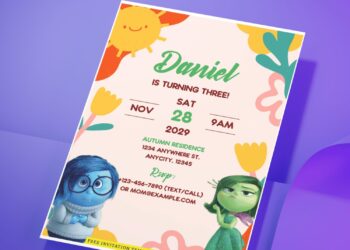 (Free Editable PDF) Colorful Inside Out Birthday Invitation Templates