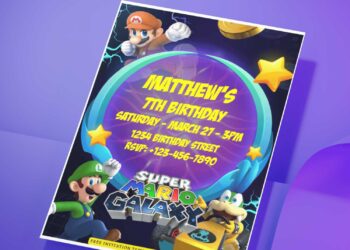 (Free Editable PDF) Iconic Super Mario Bros World Birthday Invitation Templates H