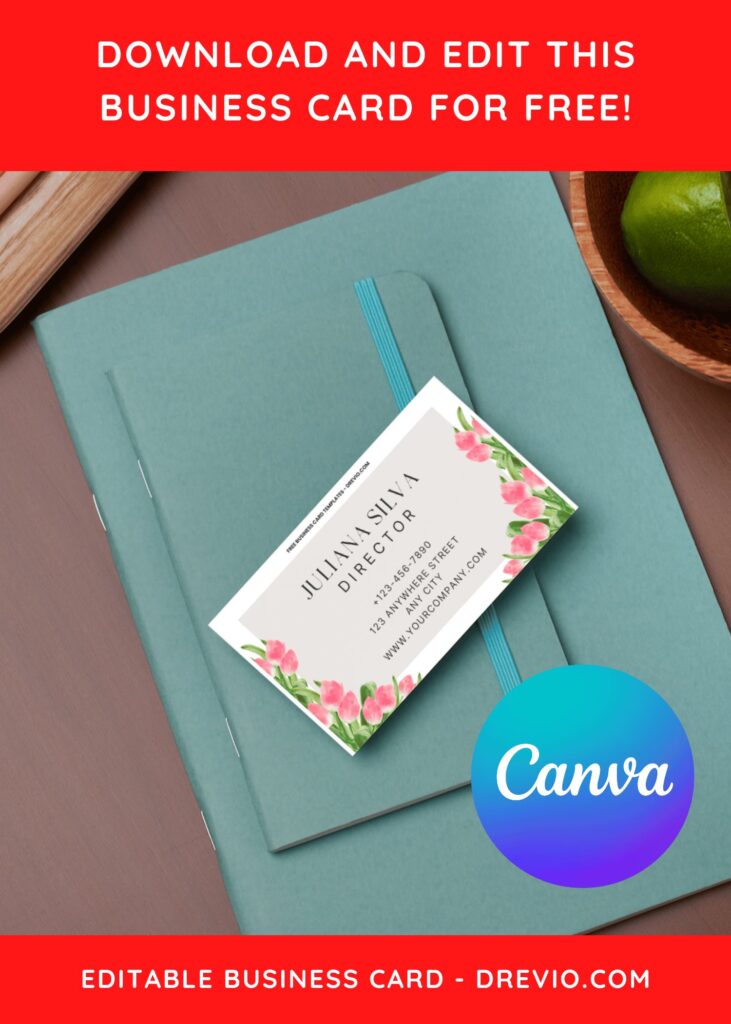 10+ Stylish Tulip Floral Canva Business Card Templates L