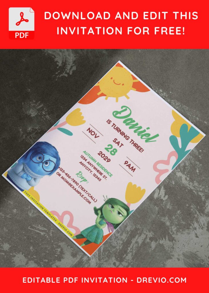 Invitation Template of (Free Editable PDF) Colorful Inside Out Birthday Invitation Templates 5