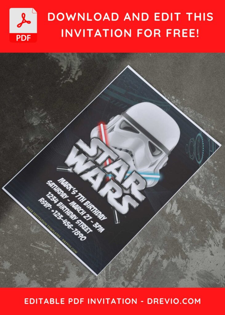 (Free Editable PDF) Star Wars Legacy Birthday Invitation Templates I