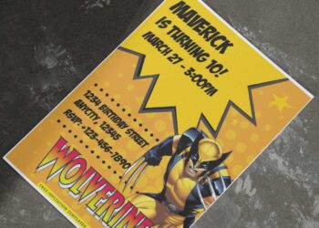 (Free Editable PDF) Awesome Wolverine Birthday Invitation Templates I