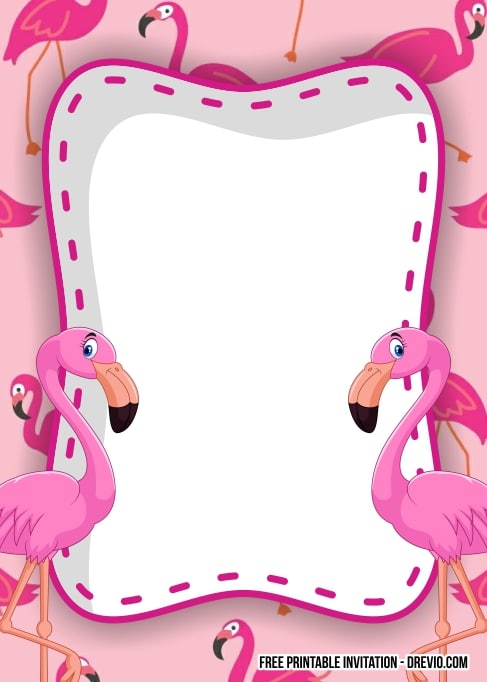 FREE Editable Flamingo Birthday Invitation