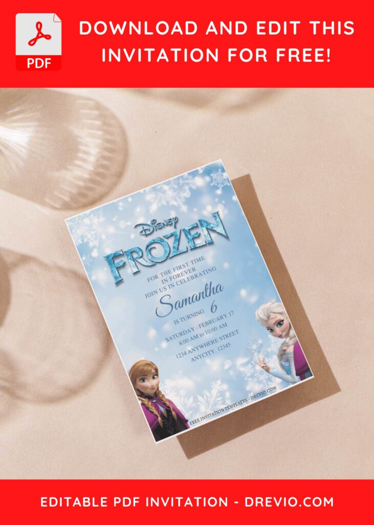 (Free Editable PDF) Magical Winter Wonderland Frozen Birthday Invitation Templates J