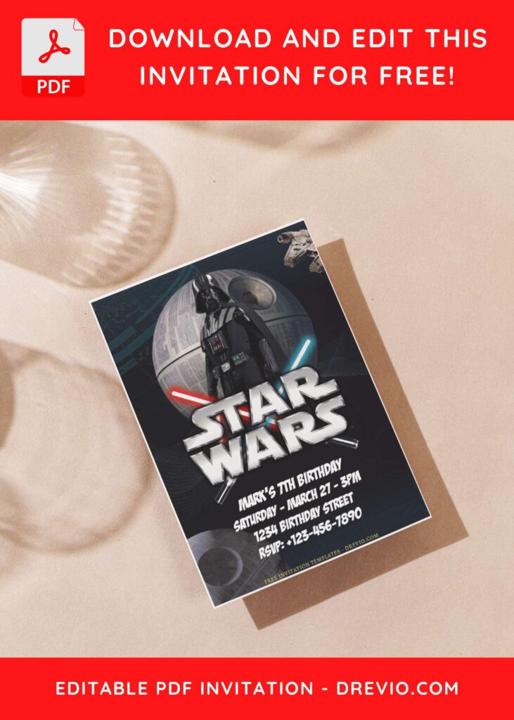 (Free Editable PDF) Star Wars Legacy Birthday Invitation Templates J