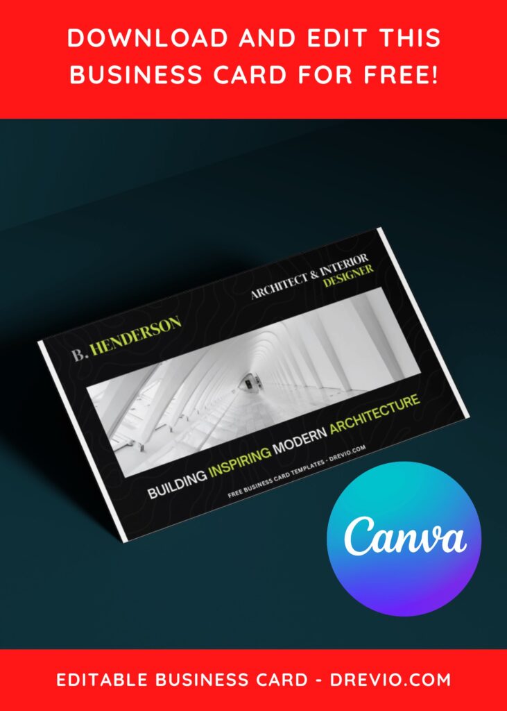 10+ Sleek Minimalist Architecture Canva Business Card Templates B