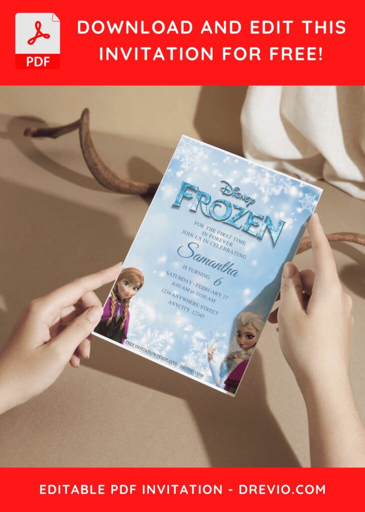 (Free Editable PDF) Magical Winter Wonderland Frozen Birthday Invitation Templates A