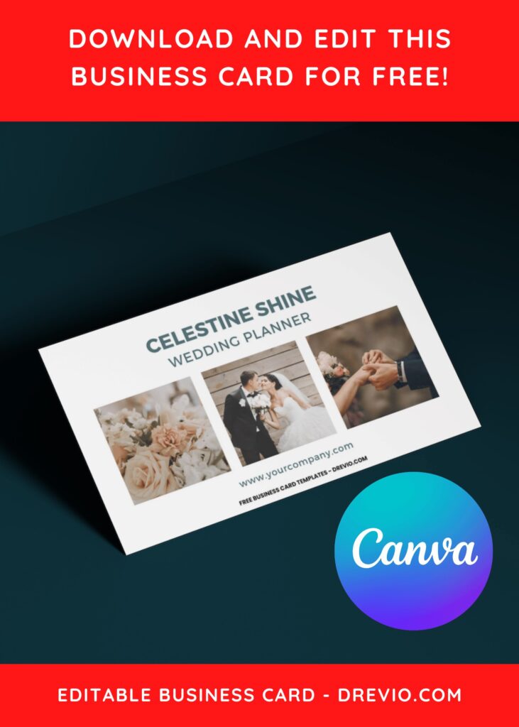 10+ Aesthetic Photo-Grid Wedding Planner Canva Business Card Templates B