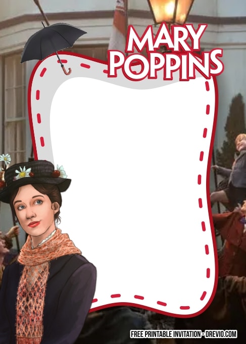 FREE Editable Mary Poppins Birthday Invitation