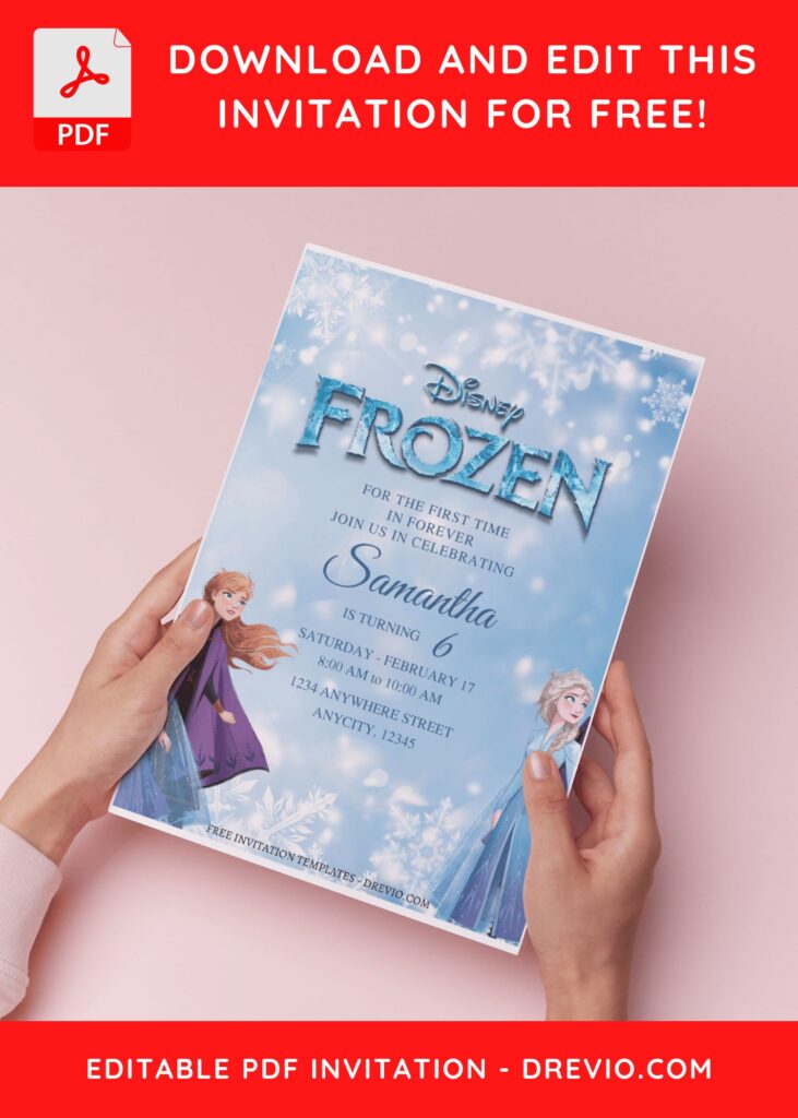 (Free Editable PDF) Magical Winter Wonderland Frozen Birthday Invitation Templates B