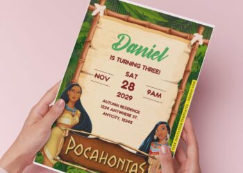 (Free Editable PDF) Disney Pocahontas Birthday Invitation Templates H