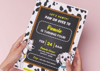 (Free Editable PDF) 101 Dalmatians Birthday Invitation Templates B