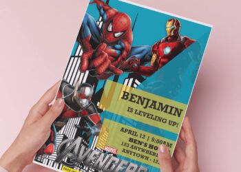 (Free Editable PDF) Fantastic Marvel Avengers Birthday Invitation Templates H