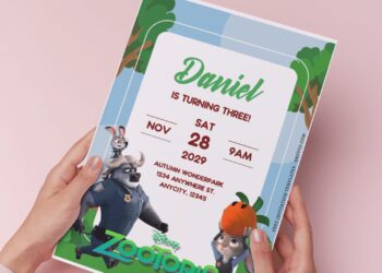 (Free Editable PDF) Joyful Disney Zootopia Birthday Invitation Templates G