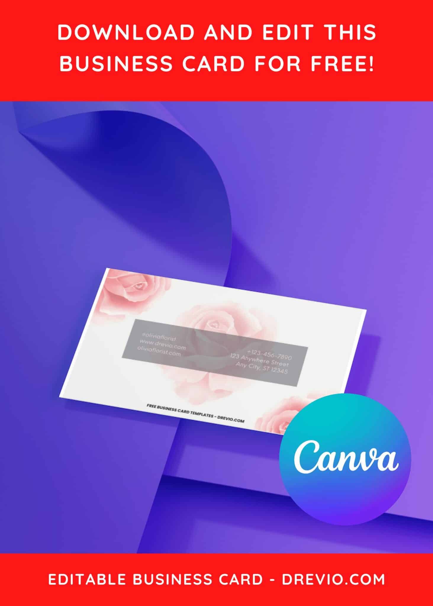 10+ Artsy Watercolor Rose Canva Business Card Templates | Download ...