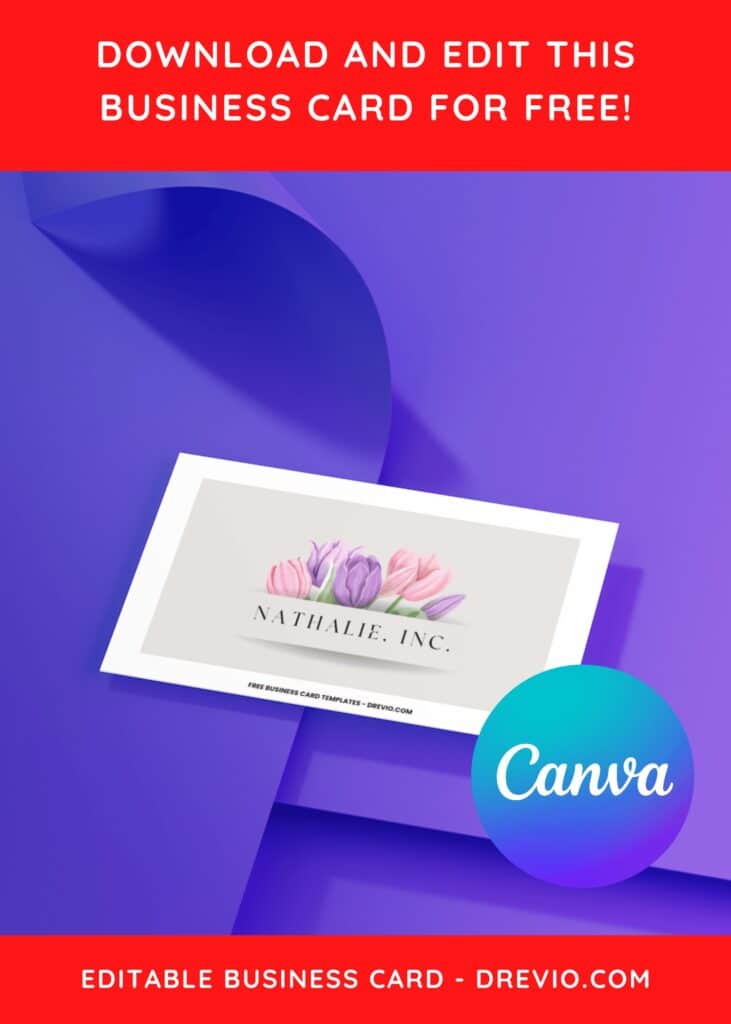 10+ Stylish Tulip Floral Canva Business Card Templates D