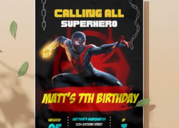 (Free Editable PDF) Spiderman Miles Morales Birthday Invitation Templates I