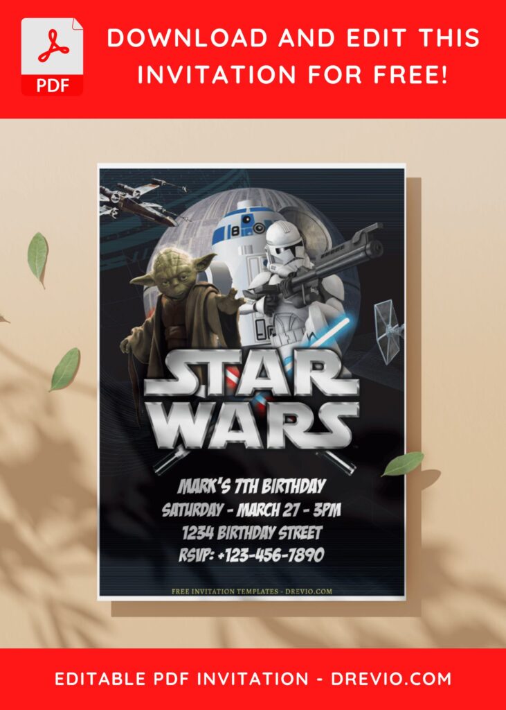 (Free Editable PDF) Star Wars Legacy Birthday Invitation Templates C