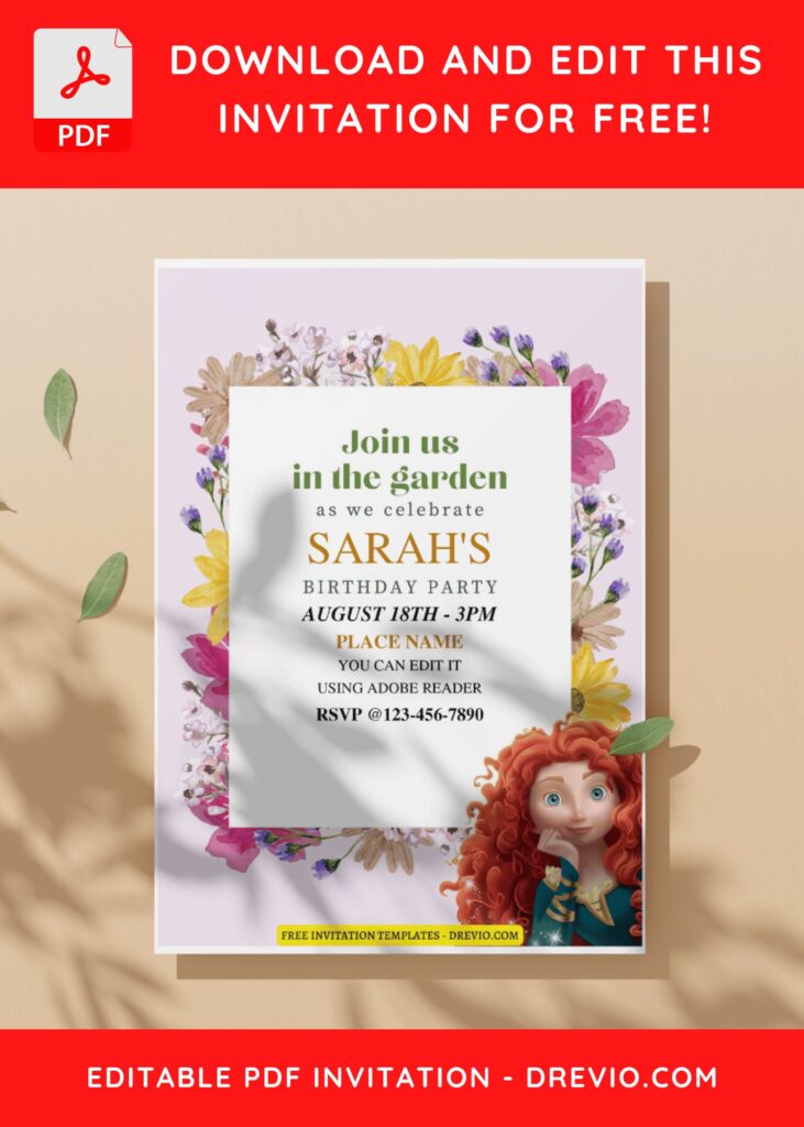 Invitation Template of (Free Editable PDF) Disney Merida Birthday Invitation 4