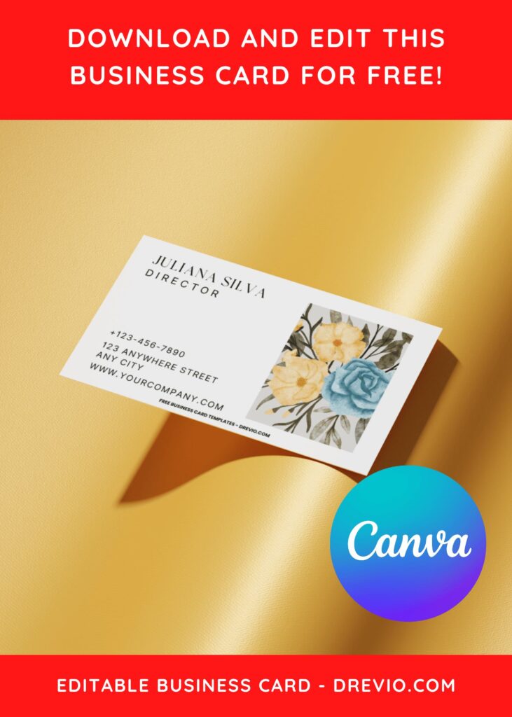 10+ Stylish Tulip Floral Canva Business Card Templates E