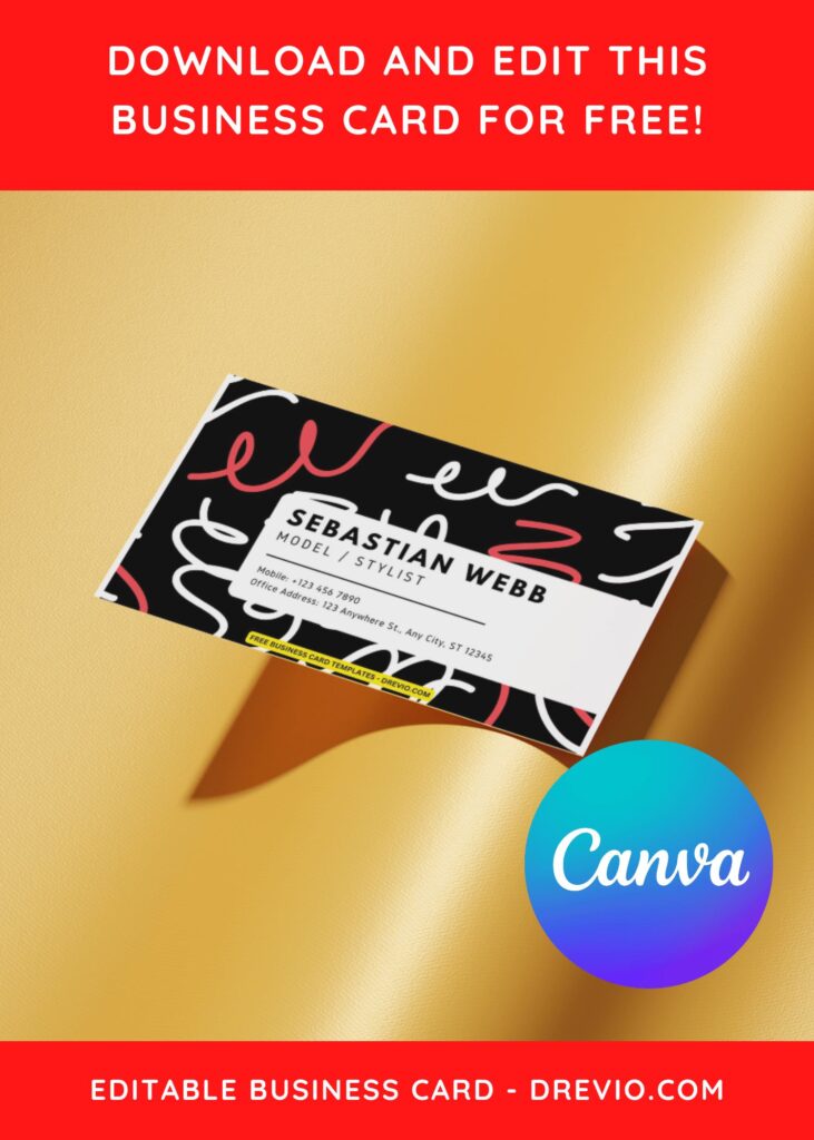 10+ Abstract Cursive Lines Canva Business Card Templates D