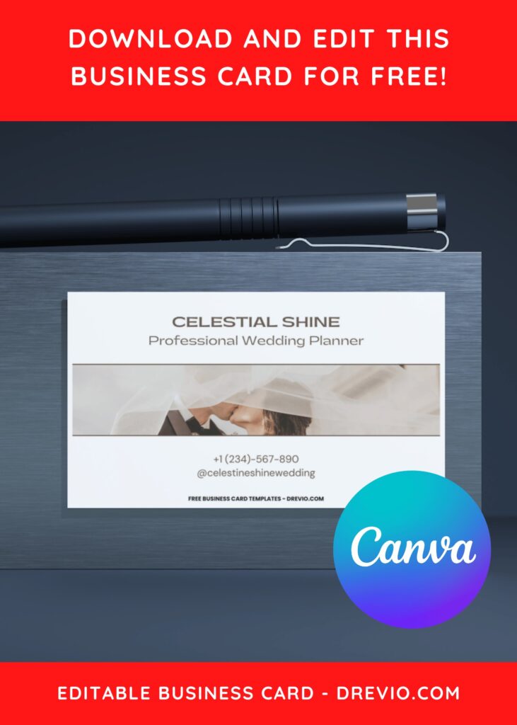 10+ Aesthetic Photo-Grid Wedding Planner Canva Business Card Templates E