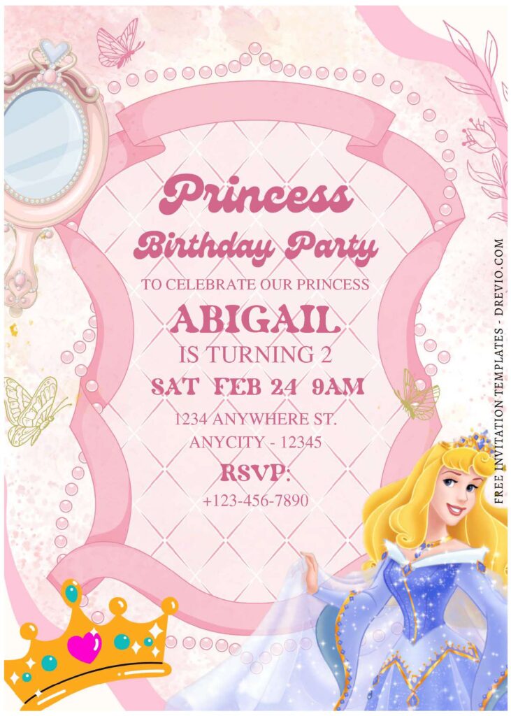 (Free Editable PDF) Disney Aurora Birthday Invitation Templates E