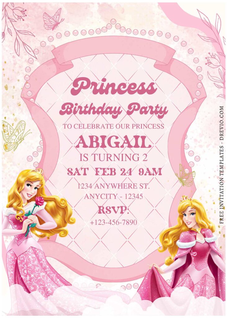 (Free Editable PDF) Disney Aurora Birthday Invitation Templates F