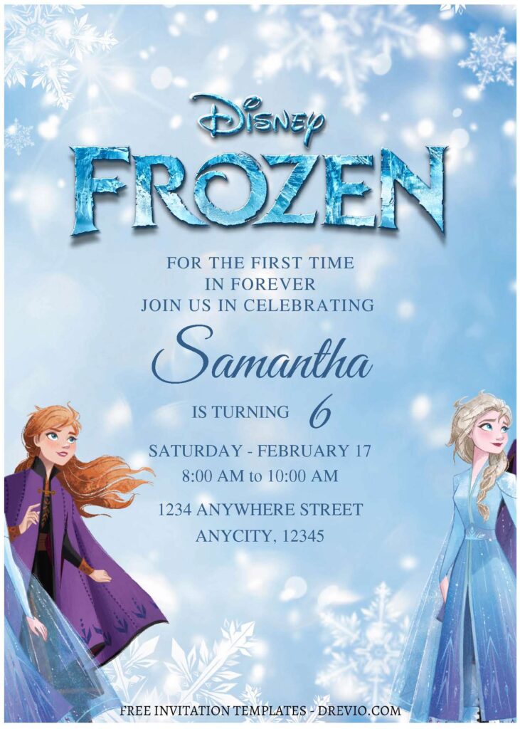 (Free Editable PDF) Magical Winter Wonderland Frozen Birthday Invitation Templates F