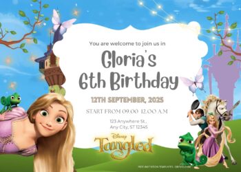 FREE Adventure With Tangled Birthday Invitation Templates