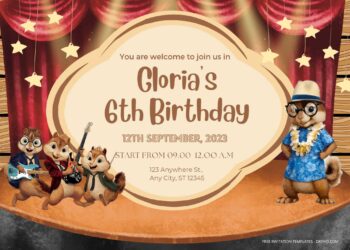 FREE Alvin And The Chipmunks Stage Birthday Invitation Templates