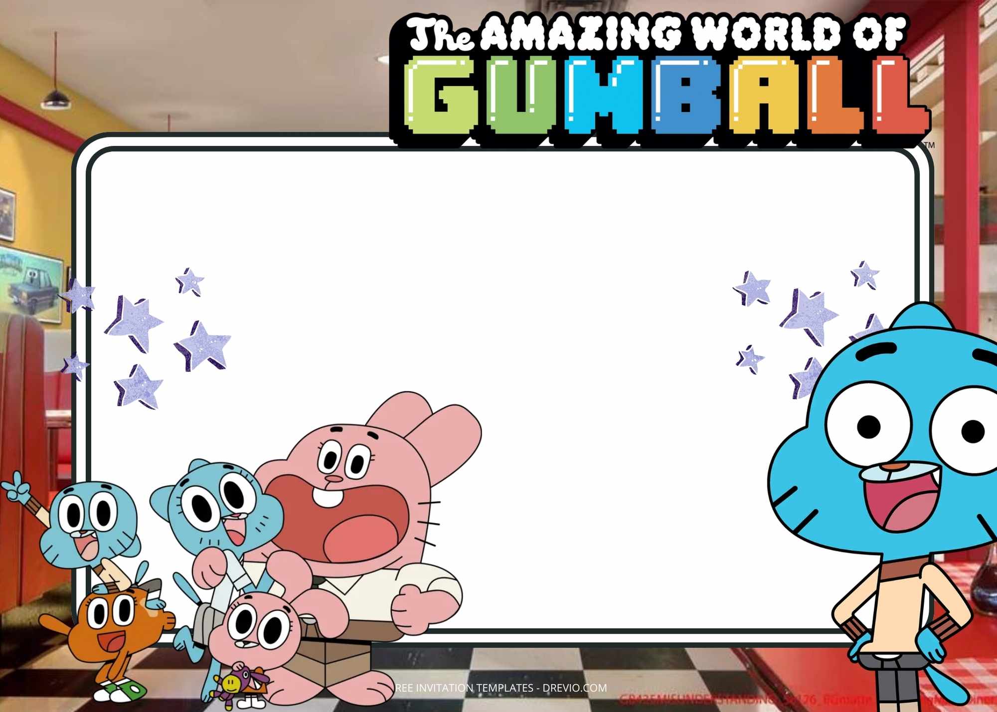 FREE Amazing World Of Gumball Birthday Invitation Templates