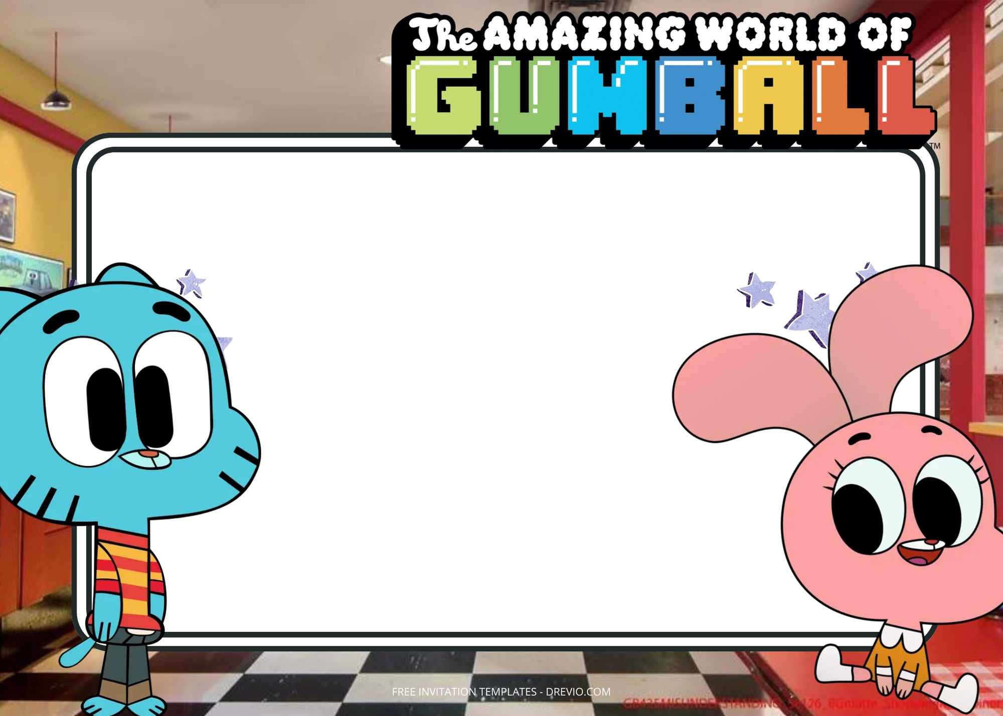 FREE Amazing World Of Gumball Birthday Invitation Templates