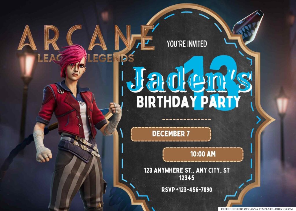 FREE Editable Arcane League Of Legends Birthday Invitation