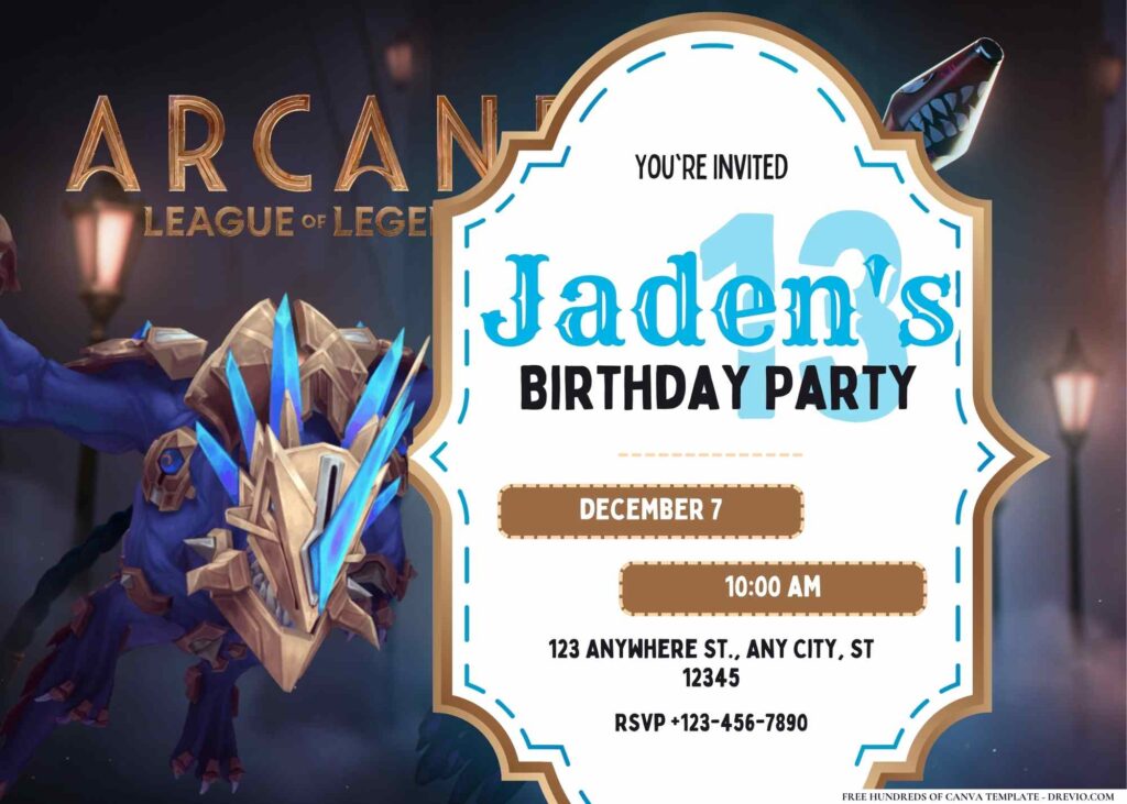 FREE Editable Arcane League Of Legends Birthday Invitation