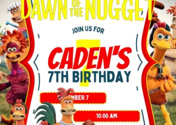 FREE Editable Chicken Run: Dawn of the Nugget Birthday Invitation