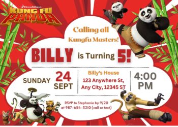 FREE Cool Kungfu Panda Birthday Invitation Templates