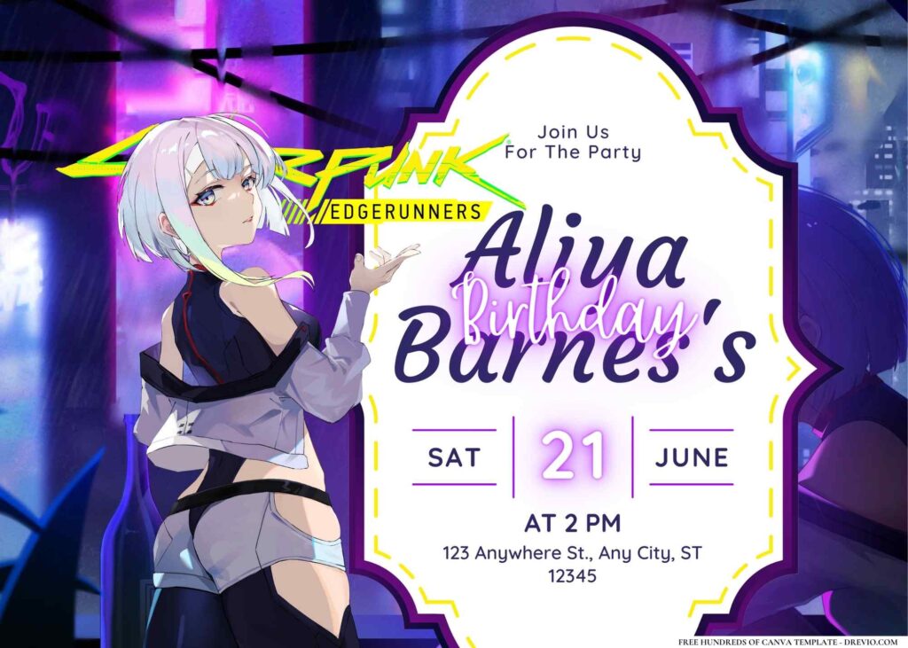 FREE Editable Cyberpunk Edgerunners Birthday Invitation 